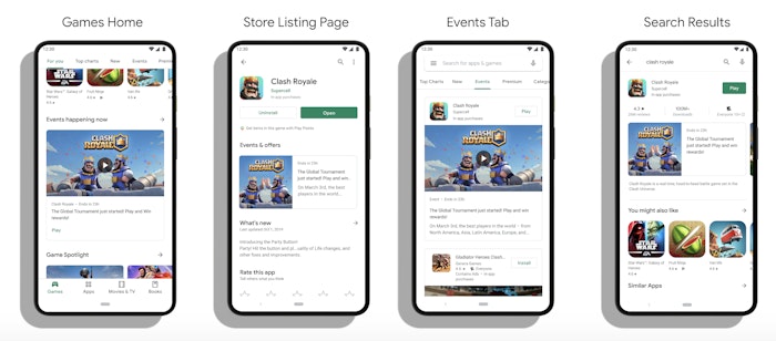 Different ways to find LiveOps on Google Play